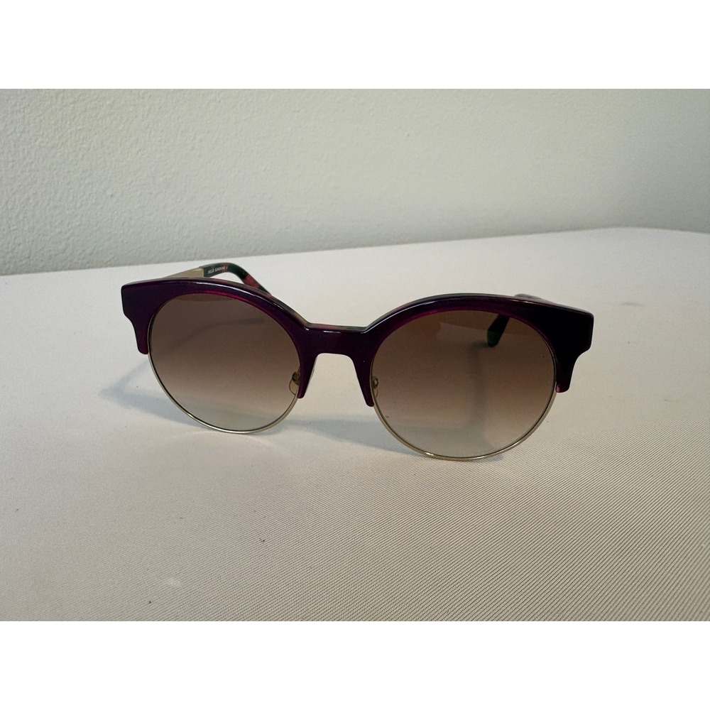 Kate Spade Hello Sunshine Dark Purple Gold Round Gradient Cat Eye Sunglasses - Picture 2 of 15